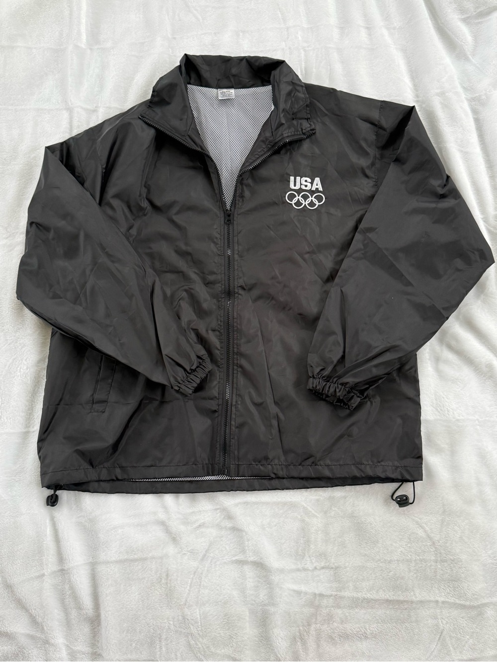 USA Olympic Windbreaker Jacket Mens XL Black